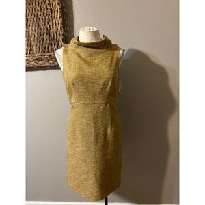 😘 Anne Klein Dress Mustard 6P Collared Sheath Side Zip NWT